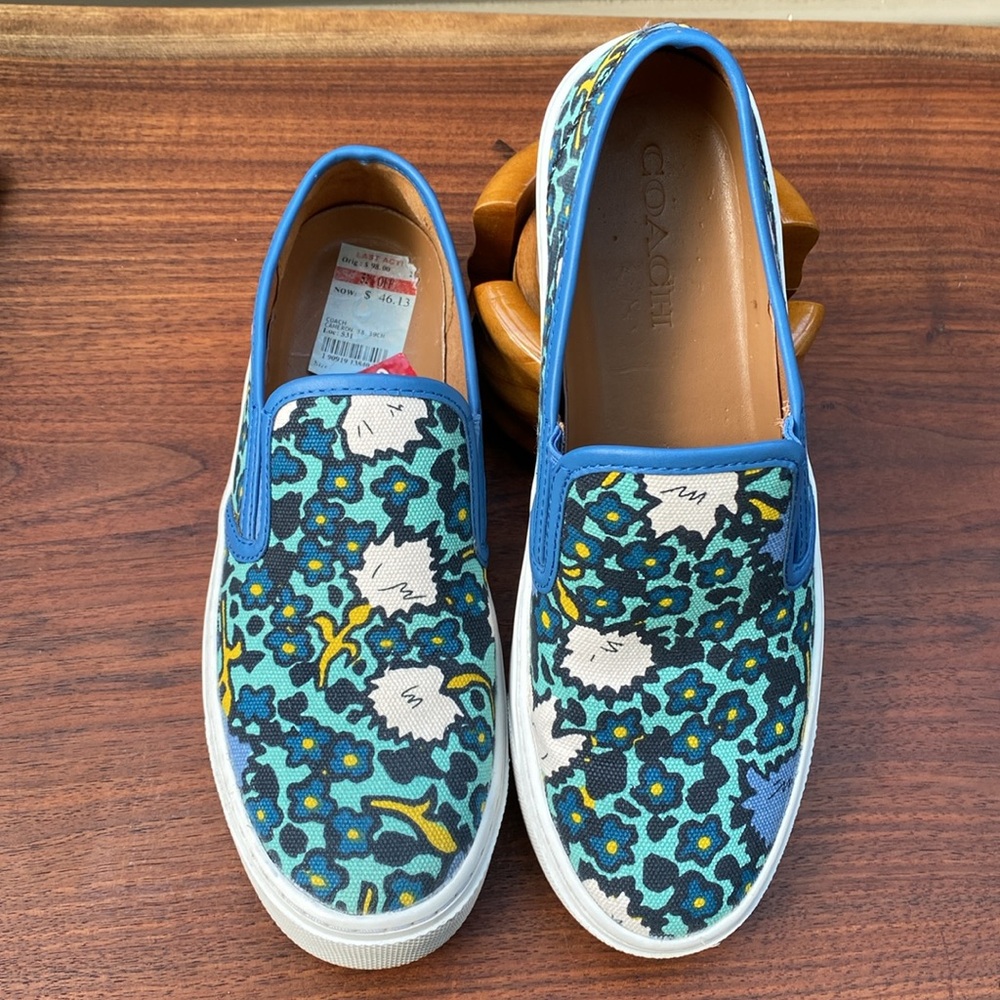 Coach Blue Floral Slip-On Sneakers - Picture 6 of 14